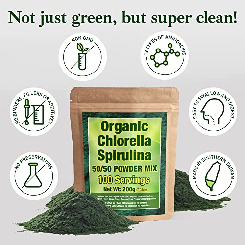 Good Natured Organic Spirulina and Chlorella Powder 50/50 Mix 3 Month