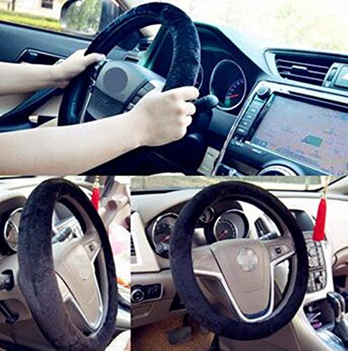 XuBa 1 pcs Black Warm Plush Winter car Steering Wheel Cover Imitation Wool Universal auto Supplies car Accessories New Show - Thumbnail 3