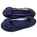 ULTRAIDEAS Women's Comfort Memory Foam Ballerina Slippers Breathable Knitted & Stretchable Terry Lining Slippers Anti-Skid House Indoor Shoes (Medium / 7-8 B(M) US, Navy Blue)