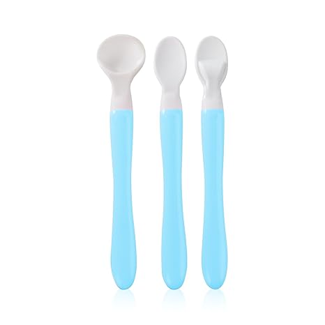 Buddsbuddy BB7077 Premium Baby Feeding Spoon, 3 Pieces (Blue)