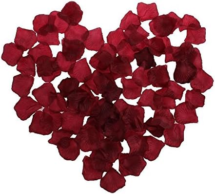 Vnfire Burgundy Silk Flower Rose Petals for Wedding Party Decoration,Pack of 1000