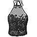FANCYINN® Women Crochet Floral Lace Sexy Halter Neck Cocktail Tank Top Vest Black M