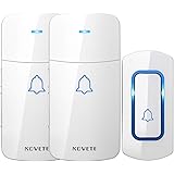 Wireless Doorbell Kit, NOVETE Door Bell Operating at Over 1300 Feet, Waterproof Door Chime Kit with Two Plug-in Receivers, LED Indicators, 52 Melodies, Easy Setup for Home and Office (White)