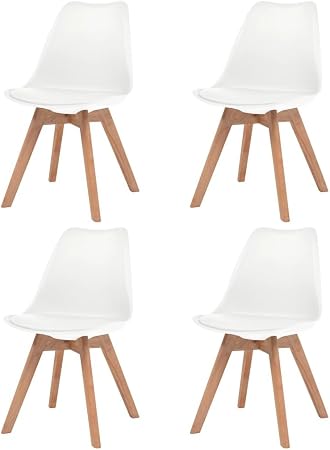 Xingshuoonline Sedie Per Sala Da Pranzo 4 Pezzi Cuoio Artificiale E Legno Bianche Sedia Altezza Del Sedile Da Terra 46 Cm Amazon It Casa E Cucina