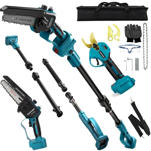 Battery Pruner Branch Chainsaw Professional Pruning Saw Compatible with Makita 18 V (without Battery), 4 in 1 Mini 6 Inch Battery Chainsaw and Lopper Telescopic Electric Telescopic Saw Working Height up to 4.6 m