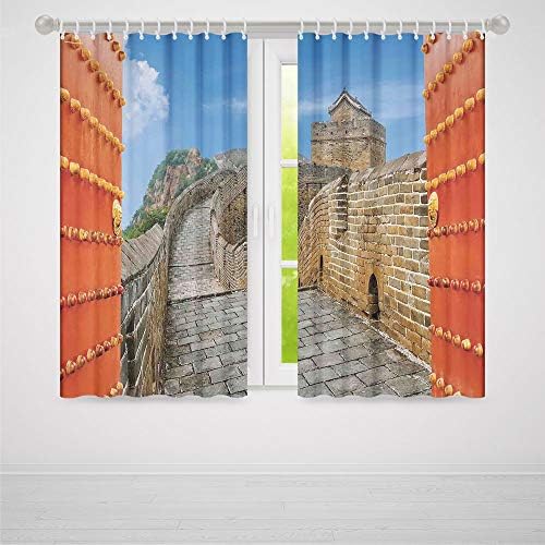 TecBillion Blackout Curtains for Bedroom,Great Wall of China,for Bedroom Living Dining Room Kids Youth Room,Majestic Cultural Defensive Longest Architecture of Silk Road Tower Image,103Wx62L Inches