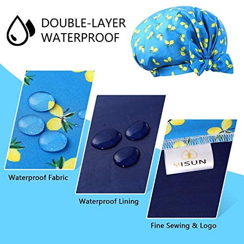 YISUN Shower Caps for Women - 2 PACK Double Layer Waterproof Bath Cap with Oxford Elastic Band, Reusable Shower Caps