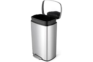 COMFYCORNER 8 Gal Kitchen Trash Can, 30L Recycling or Garbage Bin, Brushed Stainless Steel Waste Basket, Soft&Quiet Close Dustbin, with Step-On Pedal, Removable Inner Bucket, for Home, Office, Living Room