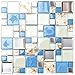 New Idea Tile Kitchen Bath Backsplash Accent Wall Decor TST Glass Metal Tile Marine Animals Icon Beach Style Inner Conch Sea Blue Mosaic Tiles TSTNB11 (10 Square Feet)