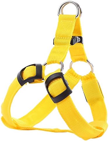 LEDs Pet Dog Cat Safety Collar Glow Flash Light Belt Leash Tether Rope,Yellow,S