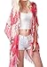 MissShorthair Women's Light Floral Print Chiffon Kimono Cardigan Coverup Blouse Tops (15 Red)