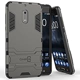Nokia 6 Case, CoverON [Shadow Armor Series] Hard Slim Hybrid Kickstand Phone Cover Case for Nokia 6 - Gray/Black