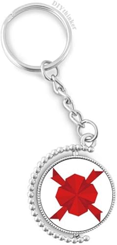 Amazon レッド 抽象 クリスマス デコレーション 折り紙 回転可能 キーチェーン リング キーホルダー キーホルダー チェーン