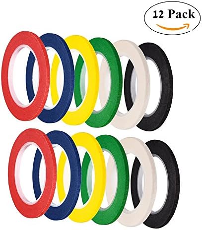 3 mm Width Graphic Chart Tape Whiteboard Gridding Artist Making Self-adhesive Tapes,12 Rolls (6 Colors)