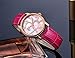 BINGER Women's Mother Pearl Dress Watch Rose Gold Tone With Sapphire Crystal Red Calfskin Leather Strap