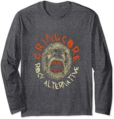 Unisex Grindcore Rock Alternative Screaming Head Long Sleeve Shirt Medium Dark Heather