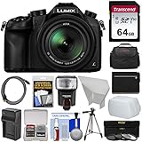 Panasonic Lumix DMC-FZ1000 4K QFHD Wi-Fi Digital Camera with 64GB Card + Case + Flash + Battery/Charger + Tripod + Filters Kit