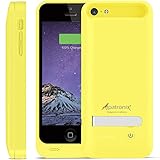 iPhone 5C / SE Battery Case, iPhone 5S Battery Case, Alpatronix BX120plus 2400mAh Protective Rechargeable Portable Charging Case for iPhone SE, 5C, 5S Juice Bank Power Pack [MFi Certified & iOS 10+ Support or Below] - Yellow