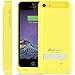 iPhone 5C / SE Battery Case, iPhone 5S Battery Case, Alpatronix BX120plus 2400mAh Protective Rechargeable Portable Charging Case for iPhone SE, 5C, 5S Juice Bank Power Pack [MFi Certified & iOS 10+ Support or Below] - Yellow