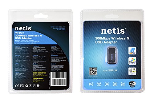 Netis WF2123 Wireless N300 Nano USB Adapter, Supports Windows, Mac OS, Linux, 2.4GHz 300Mbps, 2T2R MIMO Technology