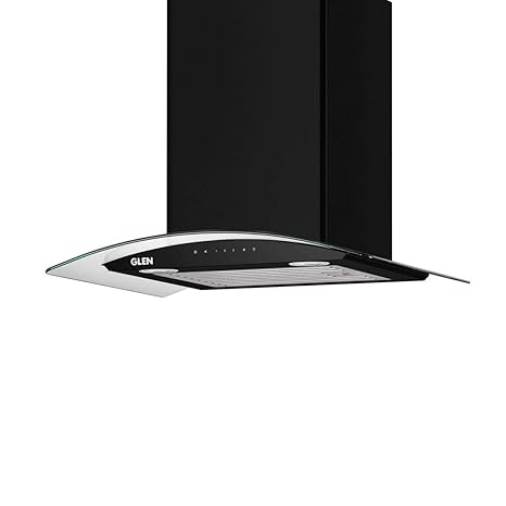 Glen Stainless Steel Auto Clean Chimney 6063 with Baffle Filters, Touch Sensor and Kitchen Hood (Black, 60cm)
