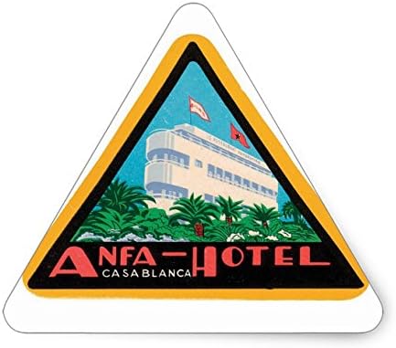 Anfa-Hotel, Casablanca Triangle Sticker - Sticker Graphic - Travel Vintage Luggage Sticker for Bumpers Suitcase Luggage Folders Decor Sticker Decal Souvenir Sticker Decal