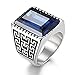 Boho Jewelry Mens Stainless Steel Cz Ring Vintage Large Charming Gemstone Band (10)