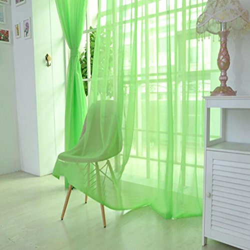 Qisc Home Decoration 1 Pieces Sheer Curtains Window Treatment Rod Pocket Tulle Sheer Voile Curtains/Drapes/Panels (Multicolor C)