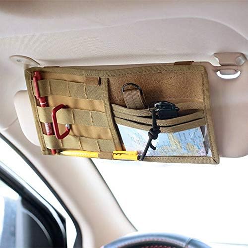 HWZ Tactical Multifunction Car Sun Visor Storage Bag Auto Glasses Ticket Documents Folder Mobile Phone Organizer (sand) - Image 5