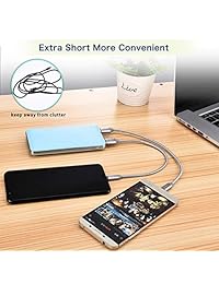 OneKer- Cable USB tipo C corto, cargador portátil USB-C de nailon trenzado, cable de carga rápida compatible con Samsung Galaxy S9 S8 Plus Note 9 8, LG G5 G6 V20 30, Google Pixel 2 XL, Power Bank