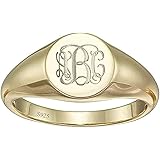 Funcok Customized Sterling Silver 925 Round Monogram Signet Personalized Initial Rings Jewelry