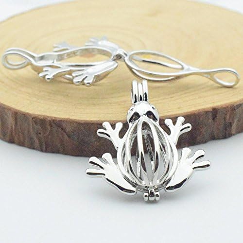 Silver Tone Alloy Wish Box / Locket Pendants - Frog - 25mmx30mm - 3 PCS (JP245)