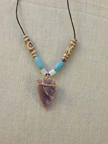 Arrowhead necklace - agate, bone, cat's eye glass