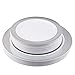 60PCS Heavyweight White with Silver Rim Wedding Party Plastic Plates,Disposable Plastic Plates,30-10.25inch Dinner Plates and 30-7.5inch Salad Plates -WDF (White/Silver Diamond)