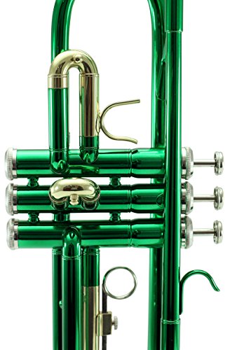 Sky Band Approved Green Lacquer Brass Bb Trumpet with Case, Cloth, Gloves and Valve Oil, Guarantee Top Quality Sound, Green