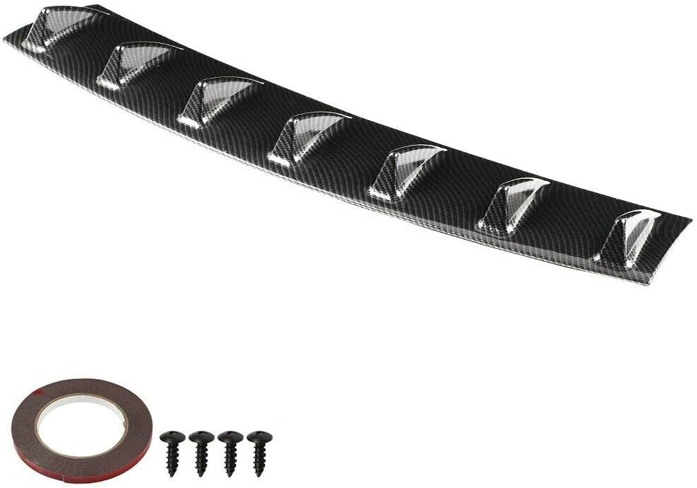 cicisame 1pcs Shark Fin 7 Wing Lip Diffuser 33" x6" Rear Bumper Chassis Black ABS Universal (Carbon Fiber)
