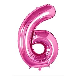 GOER Hot Pink Foil Balloons Number 6,Huge Number
