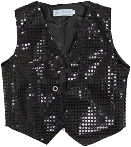ARAUS Kids Sequin Vest Jacket Glittery Waistcoat Jazz Hip-Hop Dance Party Costume 4-15 Years
