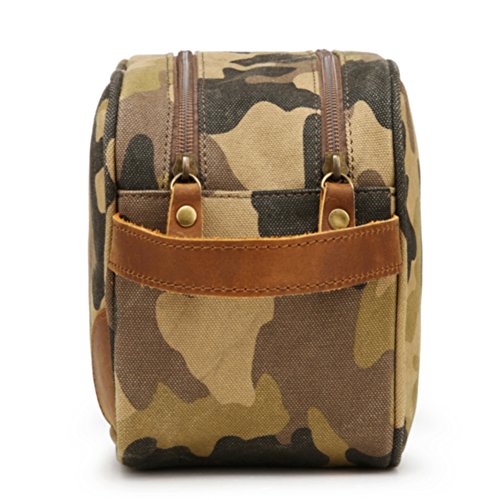 Kemy's Camo Toiletry Bag Mens Bathroom Tolietree Travel Bag Grooming Shaving Bags for Men Dopp Dob Dobb Kits Vintage Leather Toilet Hygiene Bag Double Compartment Traveling Easter Gifts, Camouflage