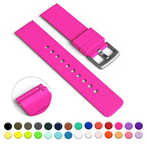 GadgetWraps 14mm Silicone Strap / Band for Pebble Time Round Watch with Quick Release Pins (Hyper Pink)