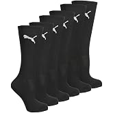 PUMA Mens Half Terry 6 Pack Crew Socks Casual - Black - Size 10-13