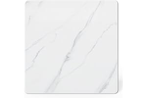 SVIOBY 19.6"x19.6" White Square Sintered Stone Table Top - DIY Table Replacement Cover, Marble Texture, Heat & Scratch Resistant for Indoor/Outdoor Restaurant Tables, Desks