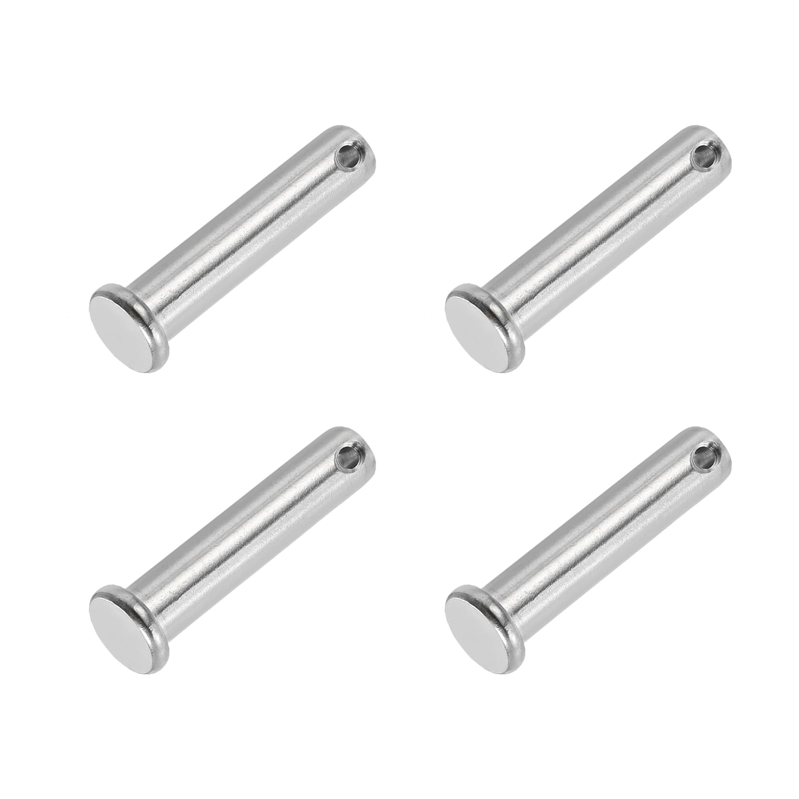 PATIKIL 10 x 45 Mm Single Hole Clevis Pins, 4 Pcs 304 Stainless Steel Flat Head Pin for Hitch Pin Lock Link Hinge Systems, Silver