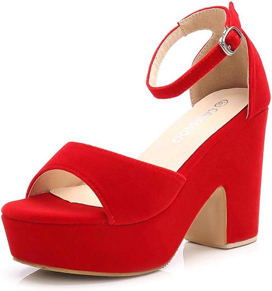 red velvet chunky heels
