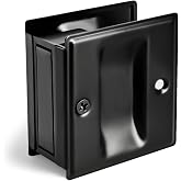 HOMOTEK Passage Sliding Door Pull Black Without Switch Plate- Replace Old Or Damaged Pocket Door Pull Quickly and Easily, 2-3/4&rdquo;x2-1/2&rdquo;, for 1-3/8&rdquo; Thickness