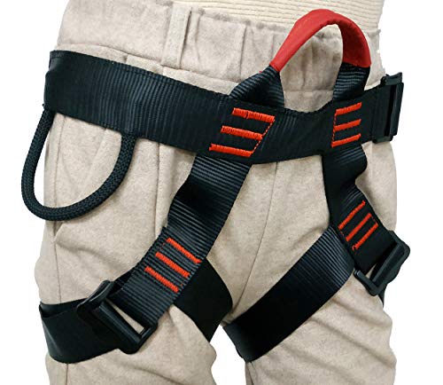 Rock Climbing Harness - Protect Waist Safety Harness, Wider Half Body Harness for Mountaineering, Tree Climbing, Outdoor Activities, Training – Premium Quality Durable Material- – Slotted Buckles