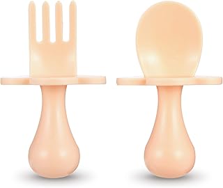 upain Baby Besteckset Baby Löffel Gabel Baby Esslernbesteck Babylöffel und Gabel BPA Frei Baby Lernbesteck Besteck Kinderlöffel Gabel Selbstfütterndes Besteck für Babys Kinder