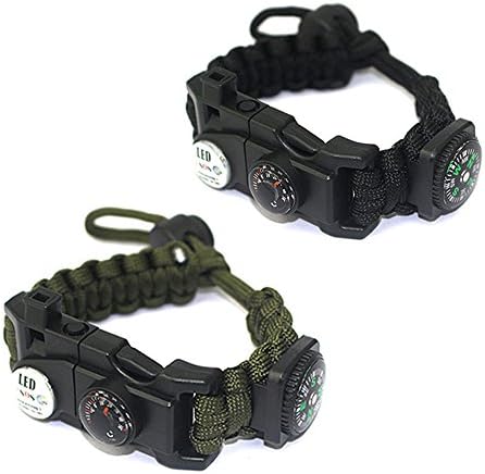 HanDingSM Survival Bracelet, Adjustable Paracord Bracelets with Mini Multi-Tool Survival Kit for Hiking Camping Boating Emergency Outdoor Activities,2 Pack