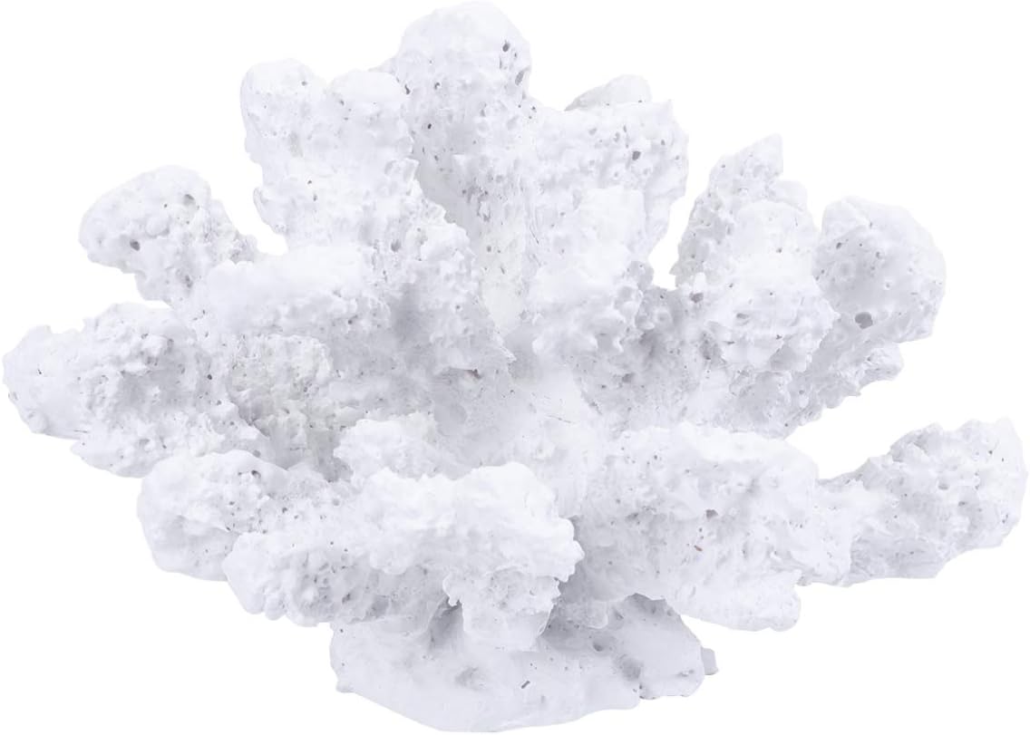 LIOOBO Artificial Coral Plant Aquarium Ornament Plant Fish Tank Decorations Resin Rock Stone Decorative Reef Landscape White