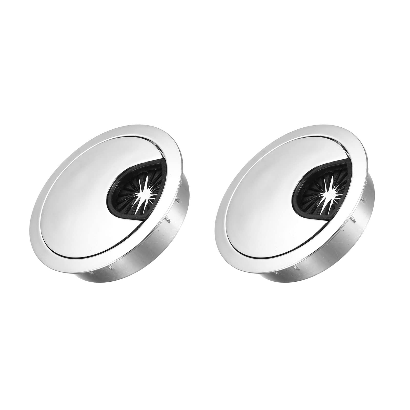 METALLIXITY Cable Cord Grommet (53mm/2.1") 2Pcs, Zinc Alloy Round Cable Hole Cover Wire Organizer - for Home Desk Cable Wire Management, Bright Silver